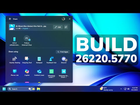 New Windows 11 25H2 Build 26220.5770 – New Taskbar and System Tray Improvements, Windows Share (Dev)