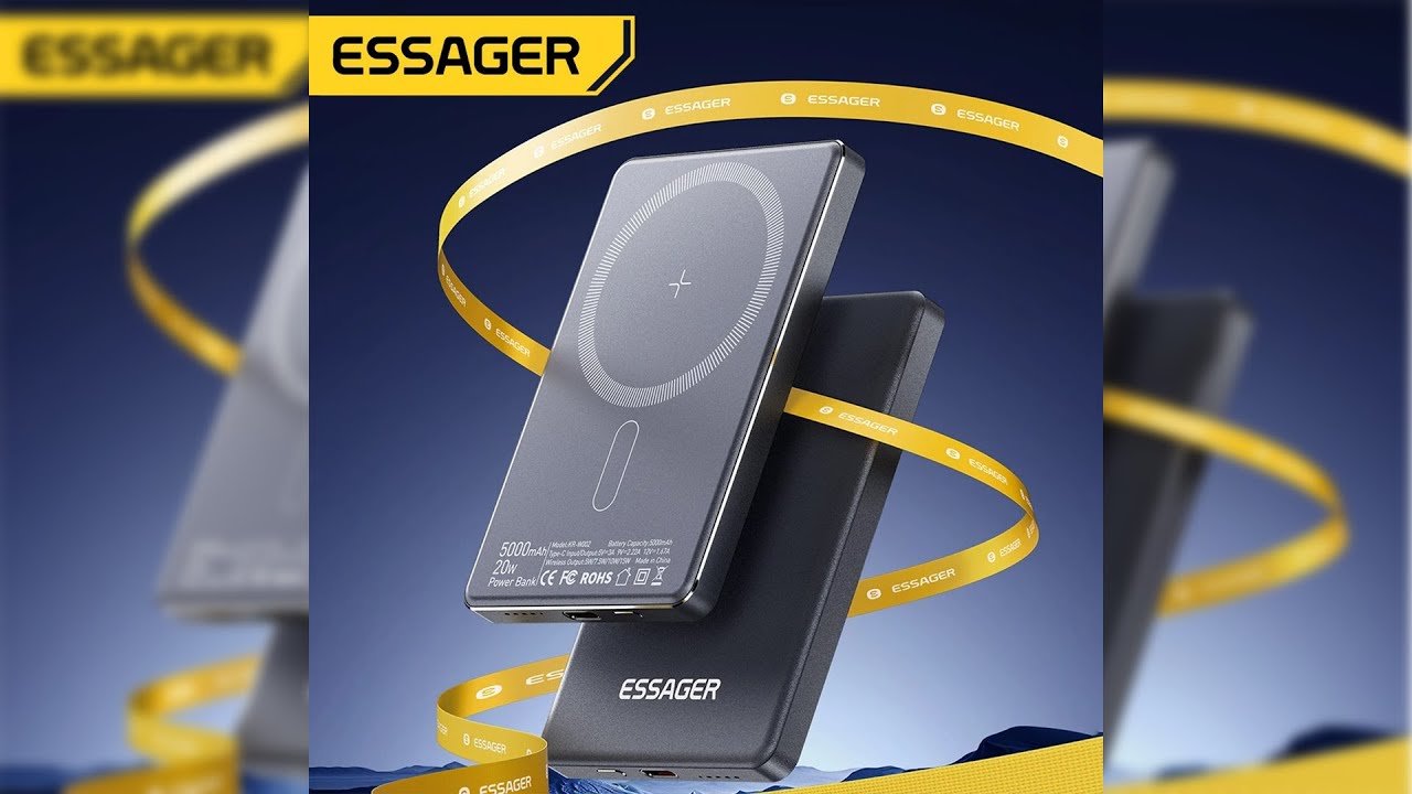 Pratinjau video produk ESSAGER Power Bank 5000mAh Wireless Magnetic Magsafe Type C Port 20W - KR-W002
