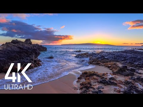 8 HOURS of Fascinating Sunset over the Tropical Beach with Calming Waves Sounds (4K UHD)