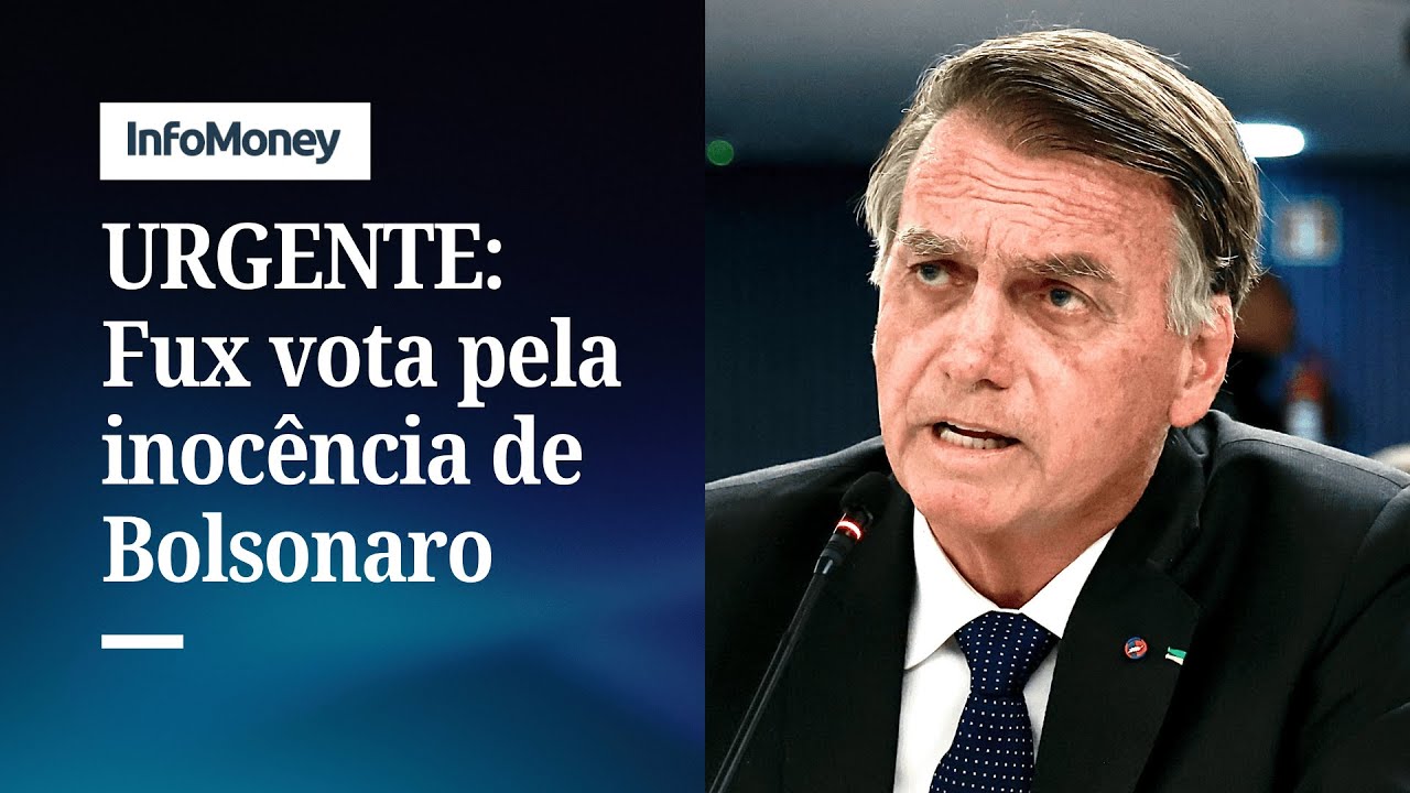 AGORA Fux vota por absolver Bolsonaro de todos os crimes placar está 2x1 | InfoMoney News