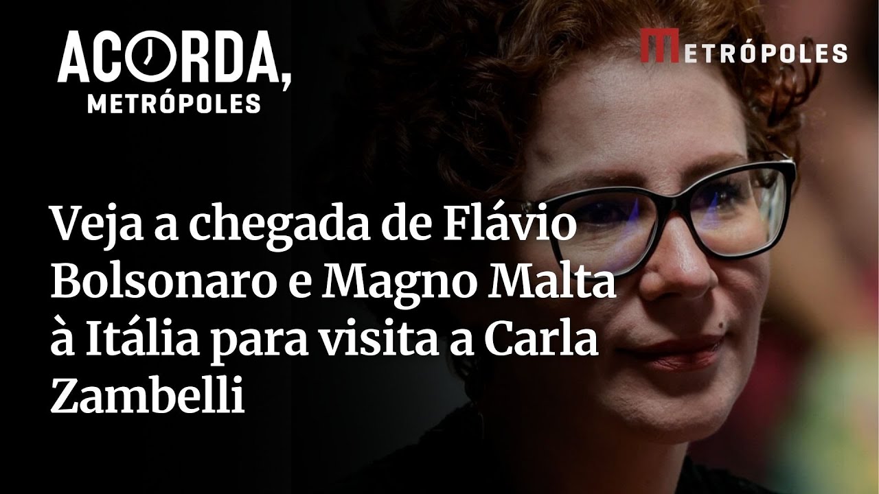 Veja a chegada de Flávio Bolsonaro e Magno Malta à Itália para visita a Carla Zambelli