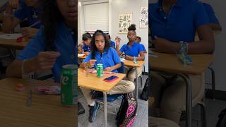 Girls get caught eating candy in class on first day of school🍬🤣 #shorts