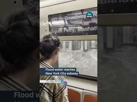 Flood water reaches New York City subway #itvnews | ITV News