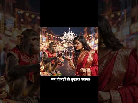 "Diwali Mein Sirf Apne Patakhon Se Khelo 😜🎆 | Funny Monkey & Girl Warning | #DiwaliSpecial"