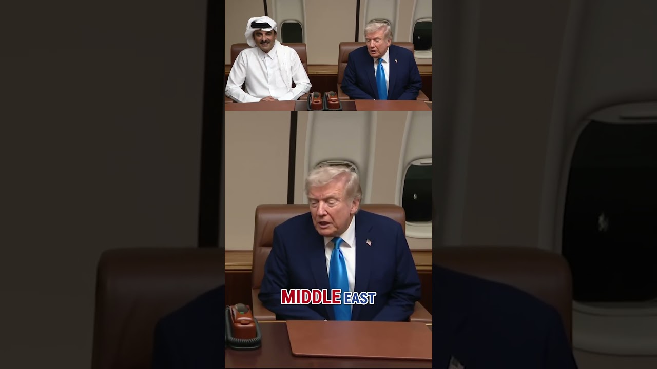 WATCH: Emir of Qatar jokes with Trump aboard Air Force One #shorts #trump #qatar #middleeast #usnews