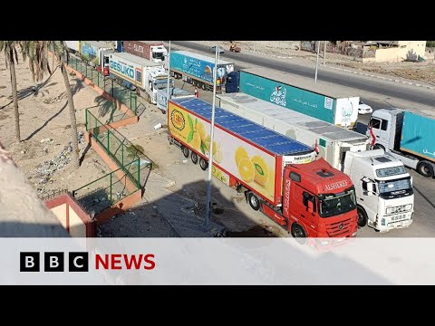 Gaza aid: Twenty trucks expected to enter through Egypt border crossing - BBC News