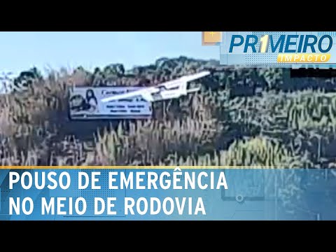 Novas imagens mostram avião monomotor pousando em rodovia de SP | Primeiro Impacto (10/06/24)