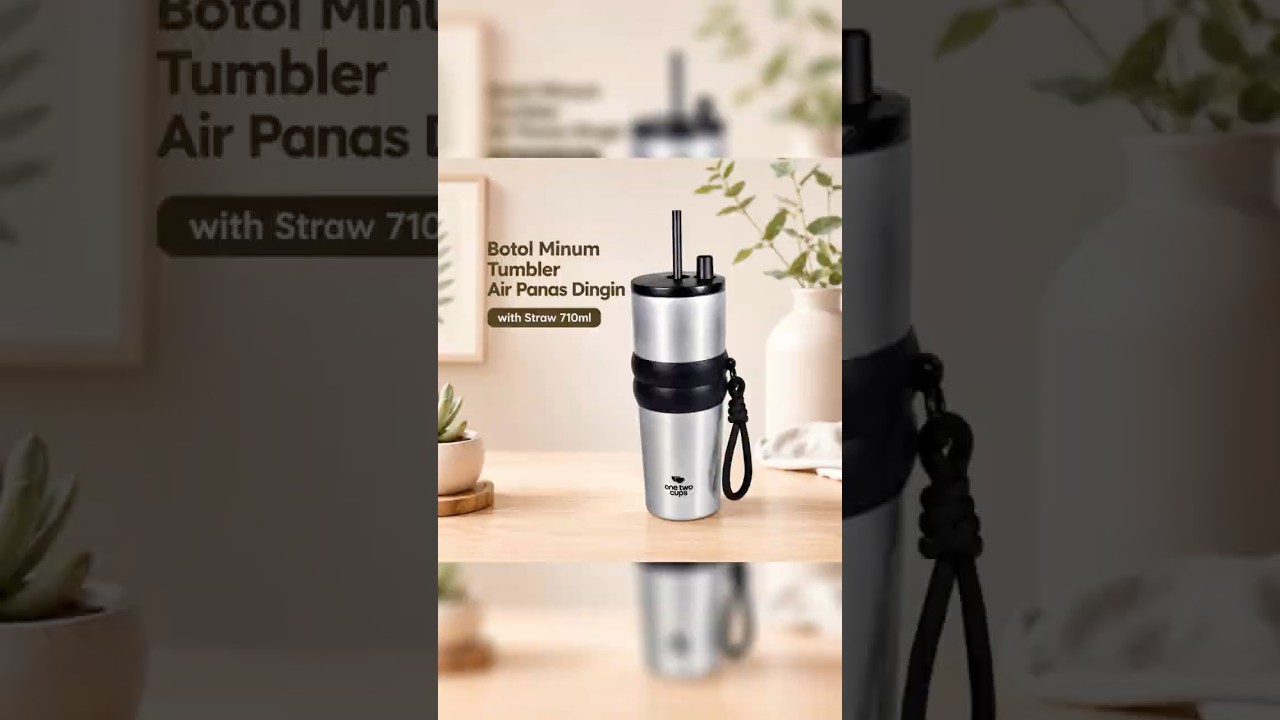 Pratinjau video produk One Two Cups Botol Minum Tumbler Air Panas Dingin with Straw 710ml - YS-1000