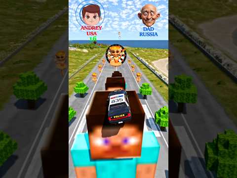 Andrey's American police car vs dad's Russian police car | Beamngdrive #shorts