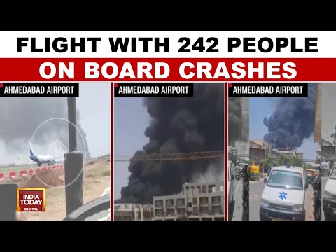 Ahmedabad Plane Crash: Air India Flight Crashes Near Ahmedabad Airport, 242 Passengers On Board