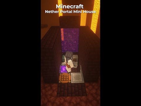 🌋 Minecraft : Nether Portal Mini House 🌋 #shorts