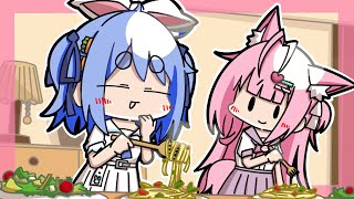 こよちゃん家で夜中にまったりしていくぺこちゃん【ホロライブ切り抜き漫画】【博衣こより/兎田ぺこら】【手描き】