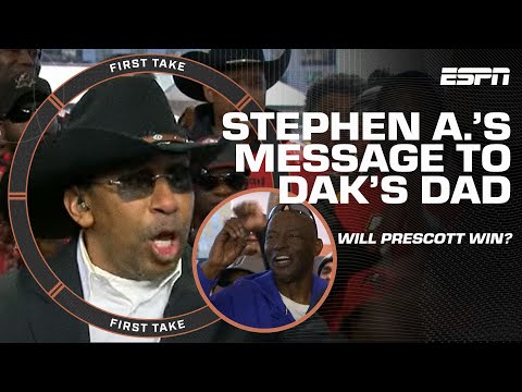 Stephen A. tells Dak's dad that Prescott will throw 2 INTs & the Cowboys will LOSE 😦 | First Take