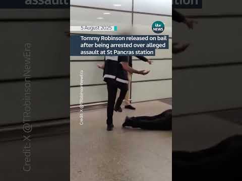 Tommy Robinson released on bail after being arrested over alleged assault at St Pancras | ITV News