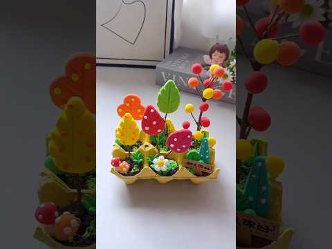 beautiful clay idea 🌲🌳🌻💡 #clayart #polymer clay#diy # diy use egg trays craft#shorts #fypシ #viral