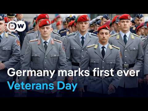 Germany observes first nationwide Veterans Day amid peace protest | DW News