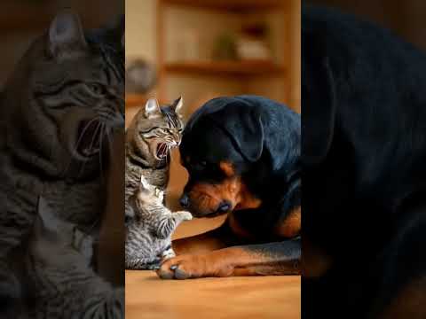 He Barked at the Kitten… Then Mom Showed Up 🐾🔥子猫に吠えた…でもママが現れた。 #cutepets #cute #goldenretreivers