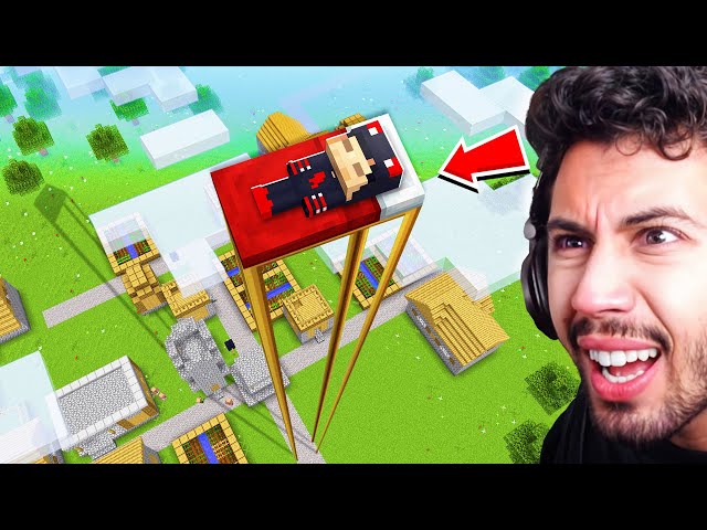 اكتشفنا سرير غريب معلق في السماء فوق قرية ماين كرافت !!؟