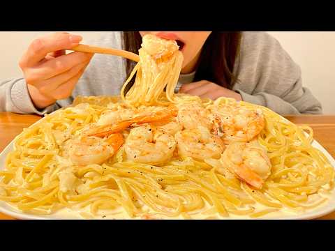 疲労困憊の深夜2時にエビクリームパスタを爆食いする【飯テロ】