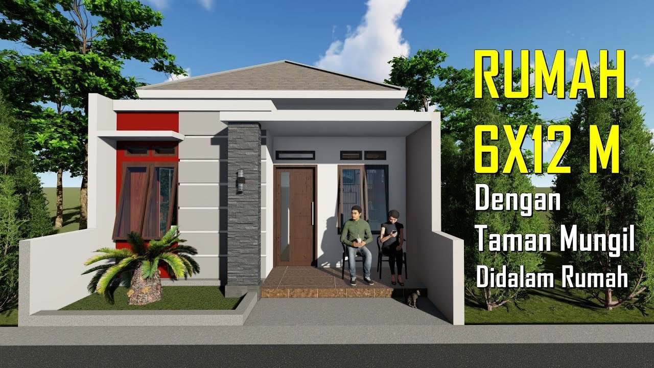 DESAIN RUMAH MINIMALIS DI LAHAN 6X12 M DENGAN TAMAN MUNGIL DIDALAM By Desain Rumah 36