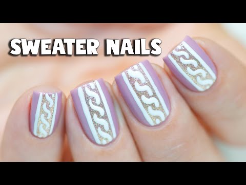 Simple Sweater Nail Art with Glitter