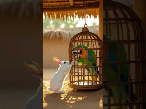 Ek bada tota gaon mein aata hai|एक बड़ा तोता गाँव में आता है😭#ai​ #rabbit #parrot​#shortvideo #hindi