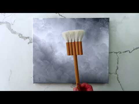Easy Blue Tree Landscape Painting | 4 Colors & Oval Brush | Acrylic Painting Tutorial