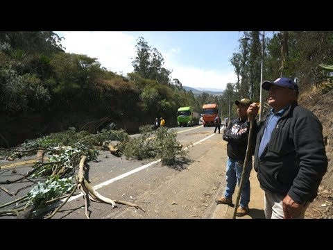 Road blocked during Indigenous strike over diesel subsidy cuts in Ecuador | AFP