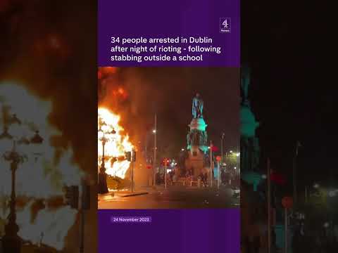34 people arrested in Dublinafter night of rioting - following stabbing outside a school