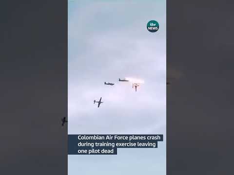 Colombian Air Force planes crash during training exercise leaving one pilot dead