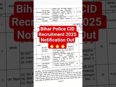 Bihar Police CID Recruitment 2025 Notification Out🔥🔥🔥|| #bihar #police #cid #2025 #notificationout