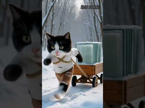 The kind kitten saved the birds from the snowfall.#shorts #short