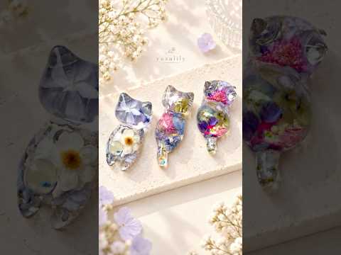 お花を閉じ込めた猫レジン🐈🌸 Flower Cat Resin #ハンドメイド