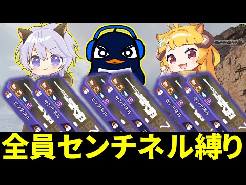 【絶望】全員センチネル2丁縛りで3回優勝するまで終われない闇のゲームの始まりだぜ！ | Apex Legends | みさお、おしゅ、TIE Ru