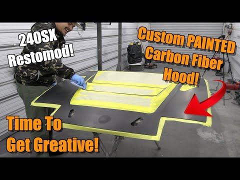 Custom Nissan 240SX Painting: Carbon Fiber Hood and Bumper Mods