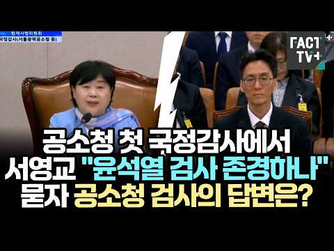 공소청 첫 국정감사에서 서영교 "윤석열 검사 존경하나" 묻자 공소청 검사의 답변은?