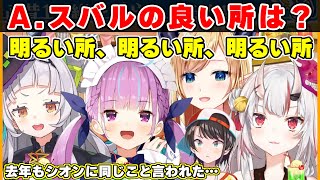 2年連続で『明るい所』を褒められる大空スバル【紫咲シオン/癒月ちょこ/湊あくあ/百鬼あやめ/ホロライブ切り抜き】