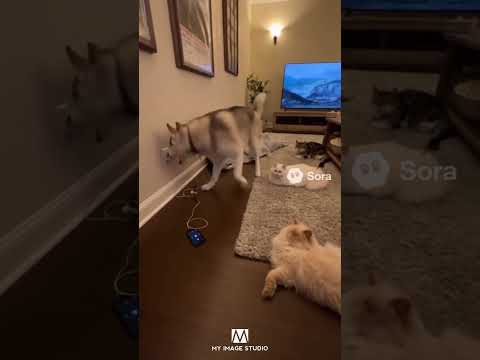 ไซ Dog Hero..! เตือนภัยใช้สายชาร์จเก่า..!  #siberianhusky  #dog  #funny #animals  #ai