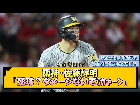 阪神・佐藤輝明「死球？ダメージないで(ｶｷｰﾝ」【なんJ/2ch/5ch/ネット 反応 まとめ/阪神タイガース/岡田監督】