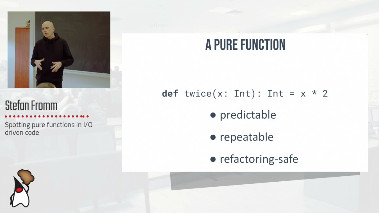 Toruń JUG #63 - "Spotting pure functions in I/O driven code" - Stefan Fromm