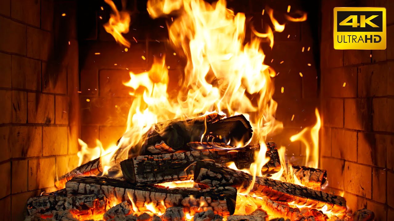🔥 GENTLE Flames FIREPLACE with Cozy HEARTH Crackles and Dim EMBER Fire for PEACEFUL Holiday SEASON