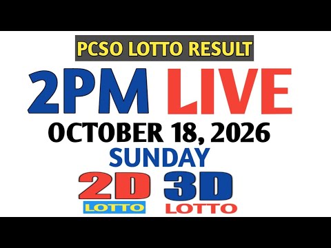 Lotto Result Today 2pm Sunday pcso 2d 3d swertres ez2 October 18 2026