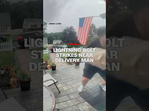 Lightning bolt strikes near delivery man