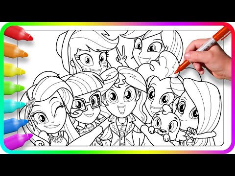 Coloring Pages EQUESTRIA GIRLS - Best Friends / How to color My Little Pony. Easy tutorial