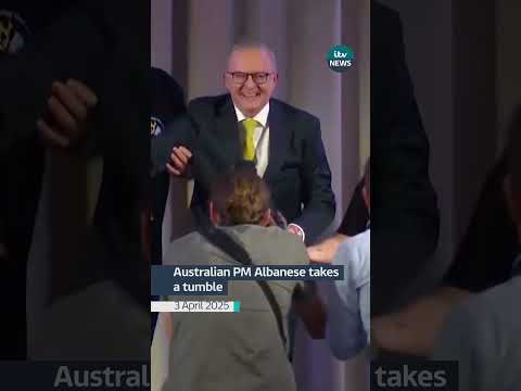 Australian PM Anthony Albanese took a tumble on stage during an election campaign stop | ITV News