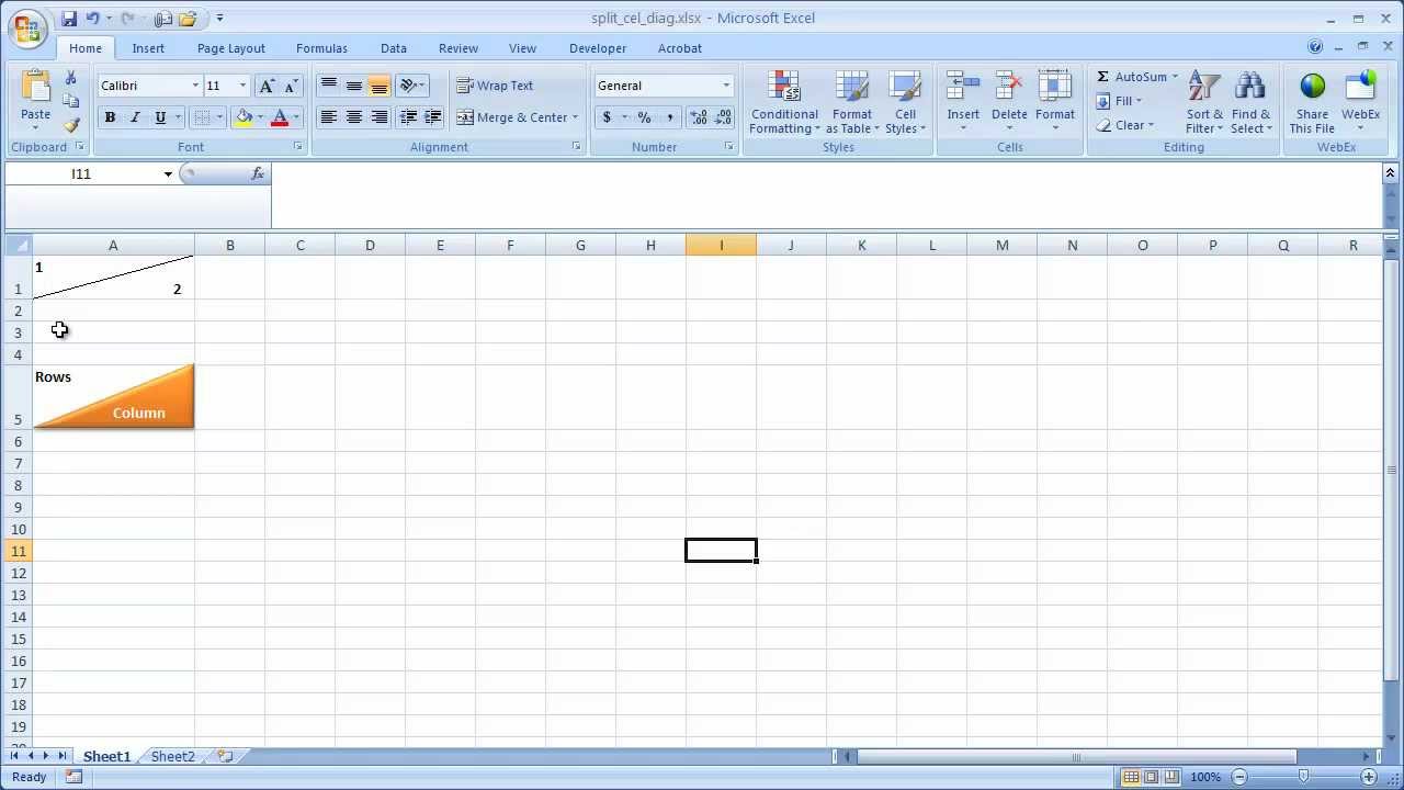 Split A Cell Diagonally YouTube