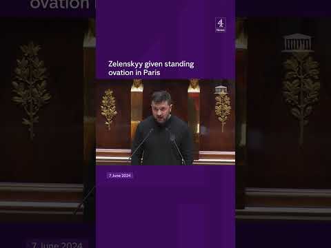 Zelenskyy given standing ovation in Paris