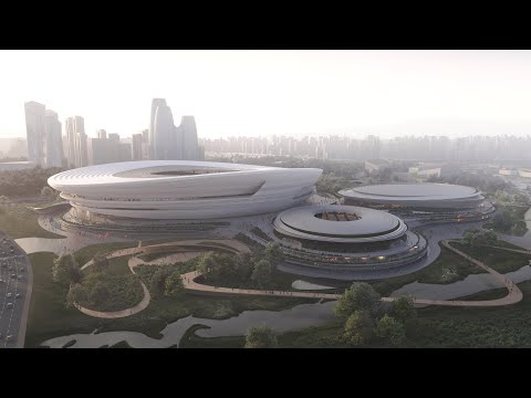 Zaha Hadid Architects models giant sports venue on Hangzhou tea farms | Dezeen