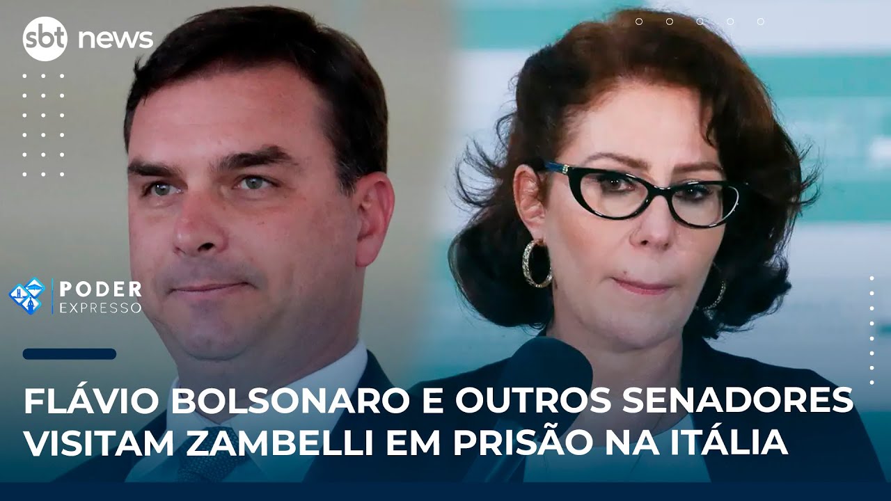 Flávio Bolsonaro e outros senadores visitam Zambelli em prisão na Itália | SBT News