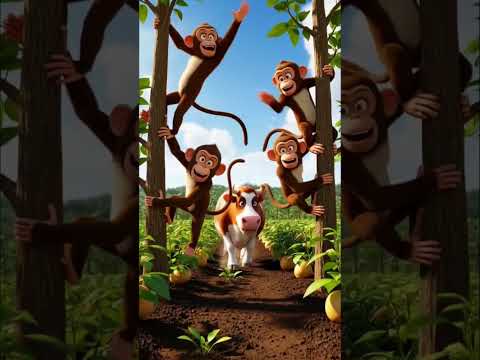 “मेहनती गाय VS शरारती बंदर – आलू की जंग!” 🐄🥔🐒#trending #funny #song